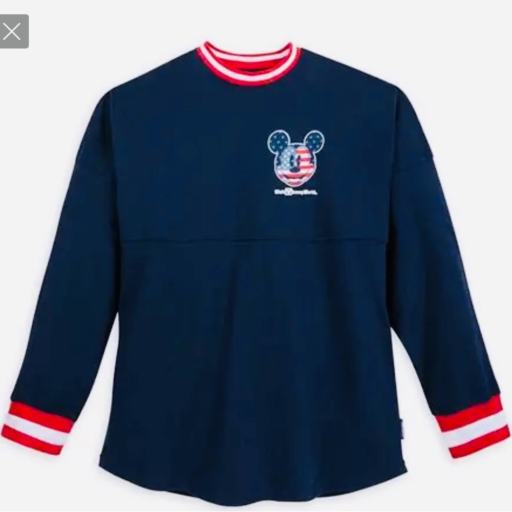 Disney Americana Spirit Jersey Red & White Trim Patriotic Mouse Graphic